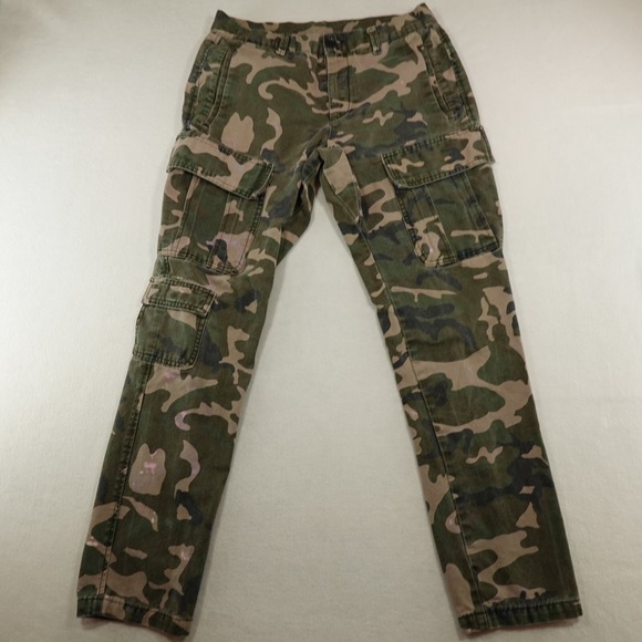 Zara‎ Man Sport Wear Cargo Camo Pants Men's 29x30 Denim Splattered Paint Grunge - Picture 1 of 15